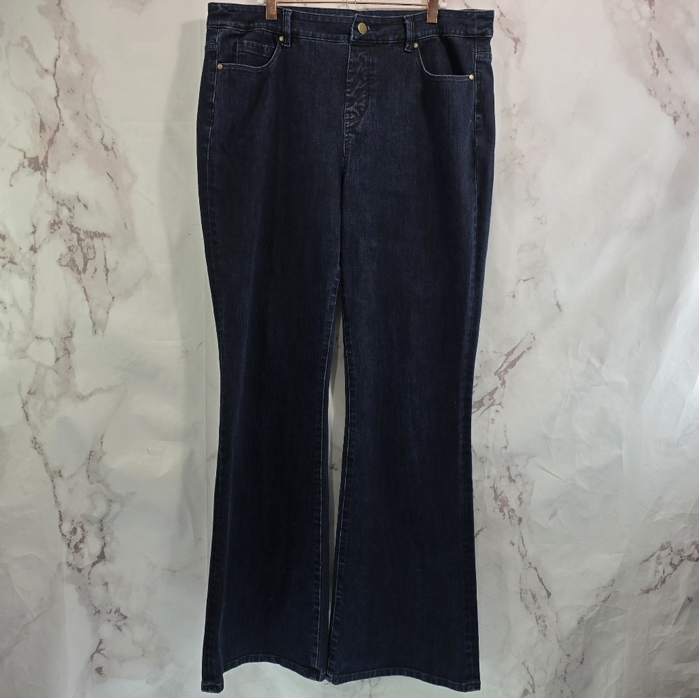 Soft Surroundings Jeans Womens Large Tall High Rise Boot Cut Dark Wash Denim - Picture 1 of 12